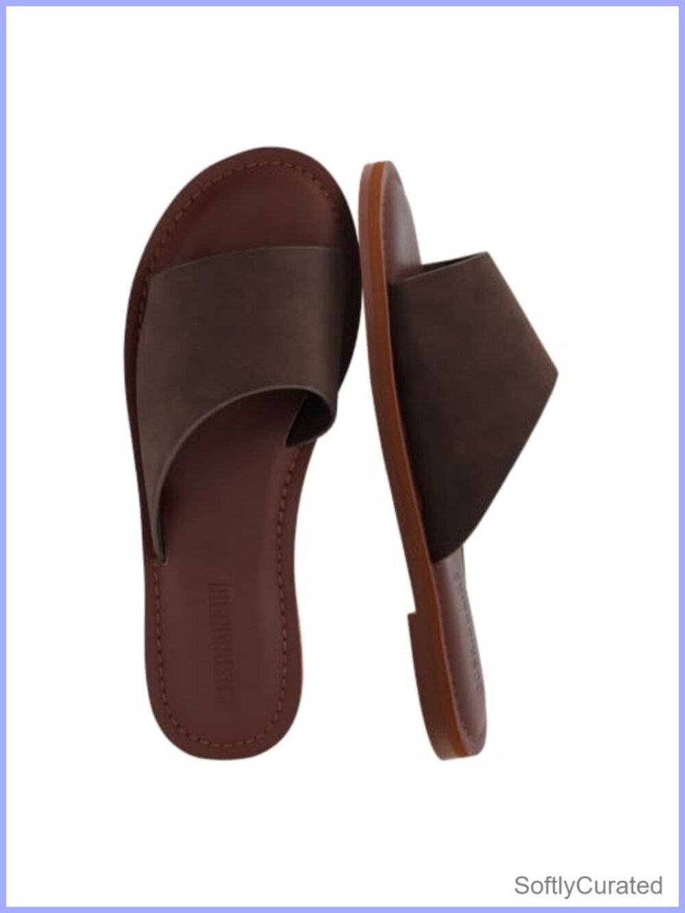 Vegan Leather Slide Sandals Memory Foam Open Toe Slip On
